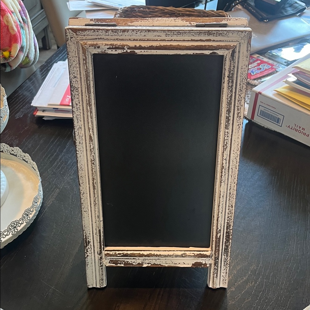 Rustic Black Chalkboard with Distressed White Frame